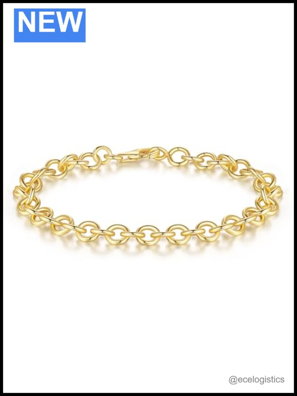 14K Gold Plated O-Shaped Cuban Link Chain Bracelet, Lobster Clasp, 6.5-9in